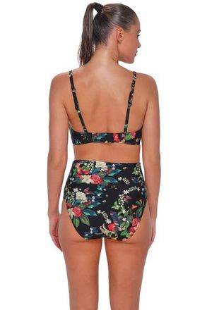 Sunsets Hannah High Waist Bikini Swim Bottoms in Fleur Noire at Nordstrom, Size X-Large