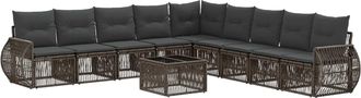 vidaXL Conjunto De Sof&aacute;s De Jard&iacute;n 10 Uds. Gris Y Gris Oscuro Vidaxl