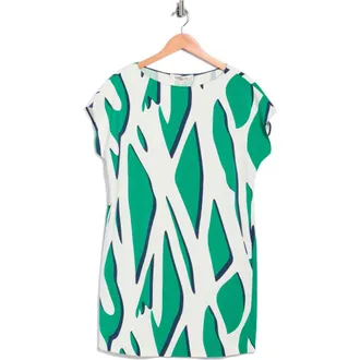 Diane Von F&uuml;rstenberg Cora Cap Sleeve Shift Dress in Shadow Twiggs Giant Green at Nordstrom Rack, Size Xx-Small