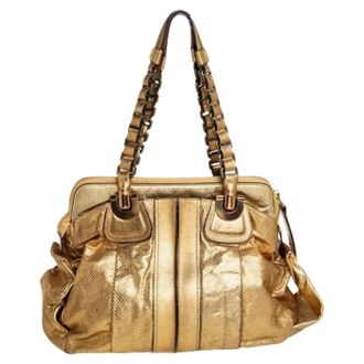Chlo&eacute; Tweedehands leren handtassen - Dames - Vintage Schoudertas - Beige - ONE Size - Leer - Vintage