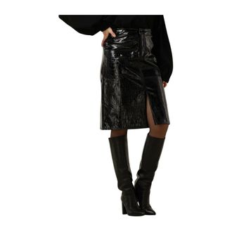 Lollys Laundry Rokken, Dames, Zwart, S, Zwarte Midi Rok Marikka LL