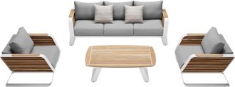 Higold 4-teiliges Design Gartenlounge-Set Wing Weiss/Grau, 5 Sitzplätze