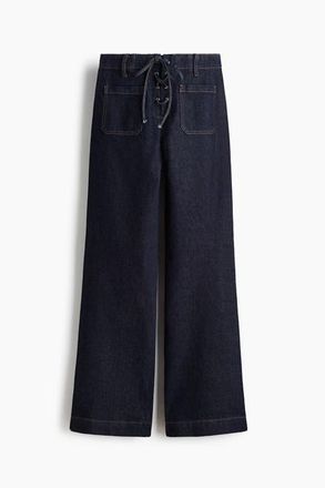 H&M Flared High Jeans in Dark Denim Blue at Nordstrom, Size 14