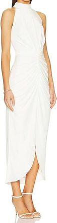 AIIFOS Eloise Halter Midi Dress In Ivory Velvet