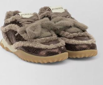 Pinko calf leather low-top sneakers