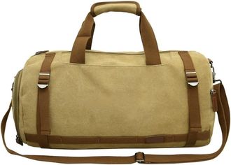 Generic Compatible For Travel Duffle Bag with Shoes Pack Dry Wet Outdoor Hiking Camping Bags Sports Gym Fitness Yoga Hangbag Large Business Schoolbag(Khaki)