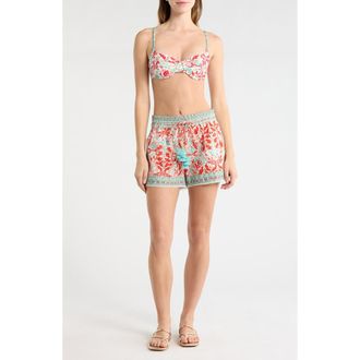 Ramy Brook Marsha Print Cover-Up Shorts in Flame Combo at Nordstrom, Size Xx-Small