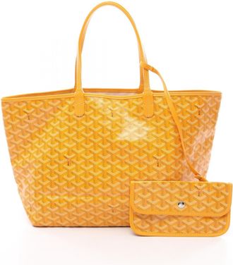 Goyard Brown White Yellow Coated Canvas Leather Handbag Tote Bag (Pre-Owned)