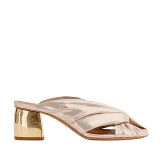 Forte_Forte Cross-strap Laminated Leather Sandal - female - Forte Forte - Heeled Mules - Pink - 4 UK - Shoes