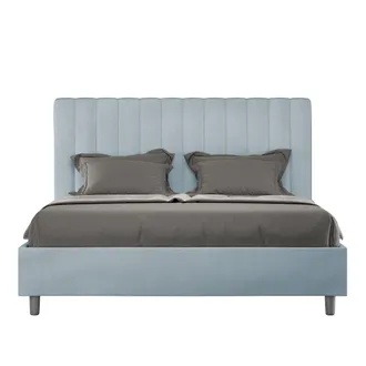 ITYhome Ityhome - Letto Matrimoniale E Rete 160x190 In Microfibra Azzurro Agueda
