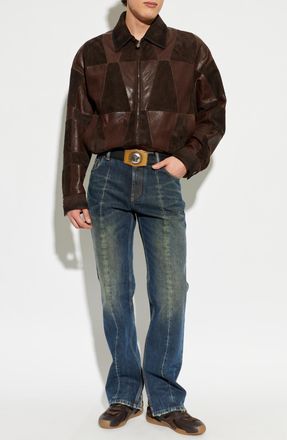 Versace Leather Jacket, Mens, Brown