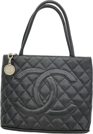 Chanel Black Grained Calfskin Tote Bag (Pre-Owned)