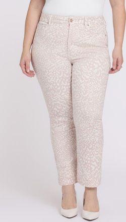 NYDJ Billie Print High Waist Mini Bootcut Jeans in Snow Leopard at Nordstrom, Size 22W