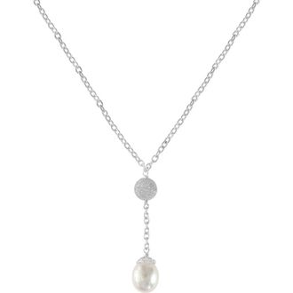Effy Sterling Silver Freshwater Pearl Lariat Necklace in White at Nordstrom Rack, Size 18