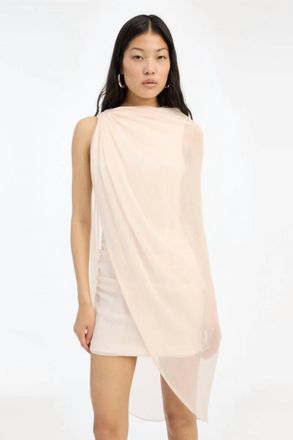 Rotate Chiffon Mini Cape Dress In Beige