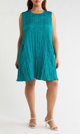 Eileen Fisher Jewel Neck Silk Dress in Teal at Nordstrom, Size 1 X
