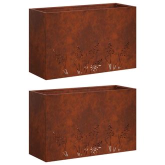 vidaXL Macetero De Jard&iacute;n 2 Uds. Oxidado 80 X 20 X 49 Cm Acero Oxidado Vidaxl