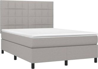 vidaXL Vidaxl - Cama Box Spring Con Colch&oacute;n Tela Gris Claro 140x200 Cm