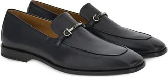Ferragamo Gancini-Plaque Leather Loafer - Black