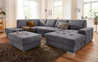 Sit&more Wohnlandschaft »Santorini U-Form« mit Federkern und Sitztiefenverstellung, wahlweise mit Bettfunktion