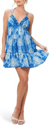 Flying Tomato Print Cotton Minidress in Sky Blue at Nordstrom Rack, Size Medium