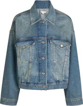 Good American Cropped Denim Trucker Jacket - Blue - S (UK8-10 / S)