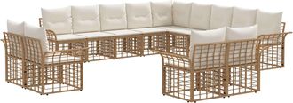 vidaXL Conjunto De Sof&aacute;s De Exterior 13 Uds. Natural Y Crema Poli&eacute;ster Vidaxl