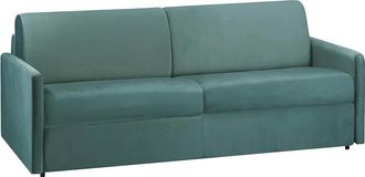 Vente-Unique Vente-unique - Divano Letto 4 Posti A Ribalta In Velluto Verde Menta - Larghezza Materasso 160 Cm - Spessore 18 Cm - Calife