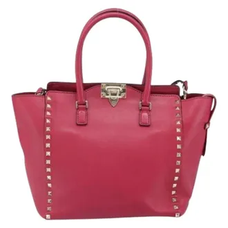 Valentino Pre-owned Handbags, female, Pink, Size: ONE SIZE Pre-owned Rockstud tote