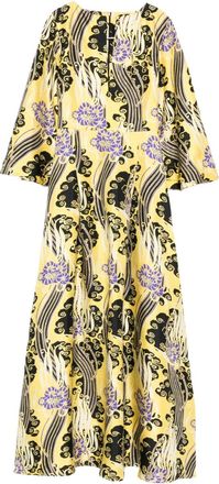 La DoubleJ Abito lungo con stampa a fiori - Giallo