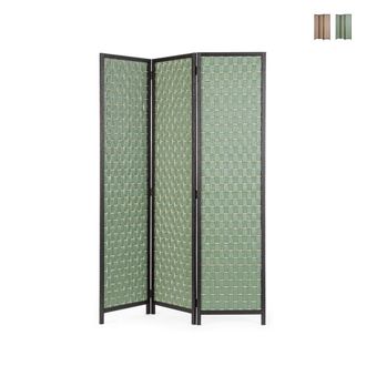 BIZZOTTO Biombo Separador De 3 Paneles En Bamb&uacute; Y Madera Dheva Yes - Verde Oscuro