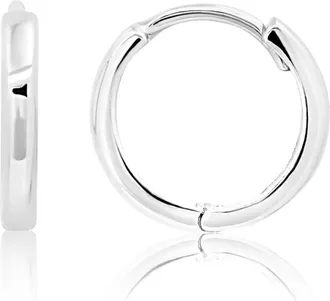 MAX + STONE 14K Yellow Gold 10mm Domed Style Huggie Hoop Earrings with Hidden Post Hinged Closure