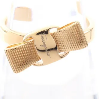 Ferragamo Gold Gold Plating Band Ring (Pre-Owned)