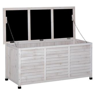 OUTSUNNY Ba&uacute;l de madera 127x56x60 cm blanco