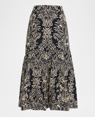 Ulla Johnson Clarissa Printed Trumpet Skirt
