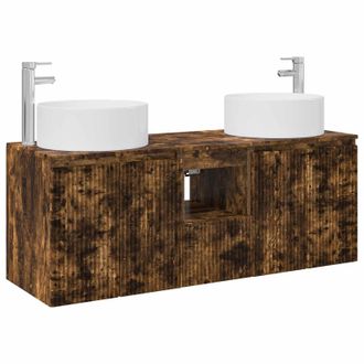 vidaXL Juego De Muebles De Ba&ntilde;o 3 Uds. Roble Ahumado Vidaxl