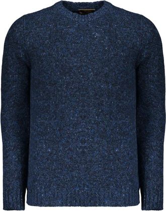 Moorer Rondgebreide trui - Heren - Ronde hals truien - Blauw - XL - Wol - Truien & Vesten