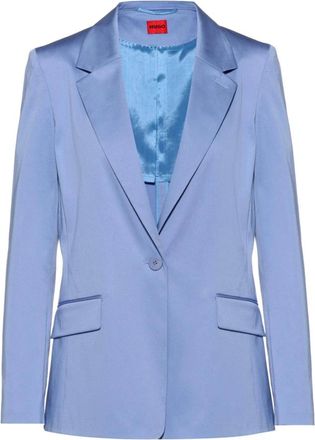 HUGO BOSS Blauwe Katoenen Blazer Model Afede - Dames - Blazers - Blauw - L - Katoen - Jassen