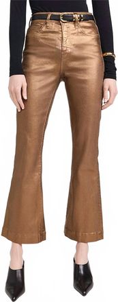Veronica Beard Carson Ankle Flare Metallic Jeans In Antique Brass