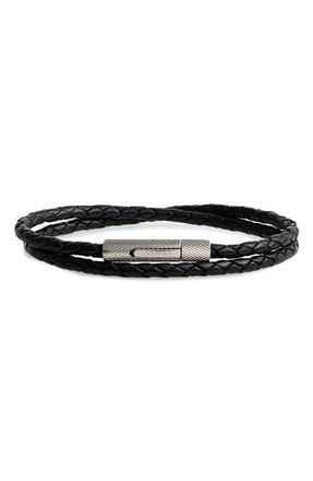 Jonas Studio Braided Leather Wrap Bracelet in Black at Nordstrom