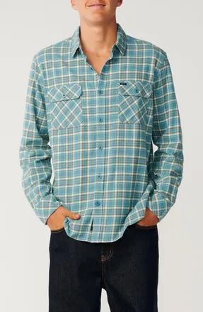 Rip Curl Check Cotton Button-Up Shirt in Dusty Jade at Nordstrom, Size Xx-Large