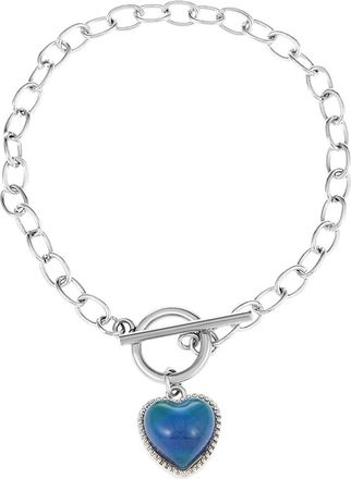 Generic Body Slimming Thermochromic Detector Bracelet Color Changing Heart Pendant Temperature Sense Sensing Glass Beaded Link Chain For Women Long Earrings S