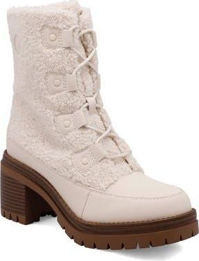 Mia Alpes Faux Shearling Trimmed Lug Sole Boot in Natural at Nordstrom Rack, Size 6.5