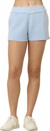 Vintage Havana Fleece Shorts With Rib In Lake Blue