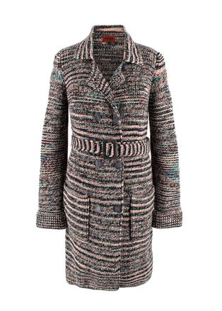 Missoni Multicoloured Longline Belted Wool Cardigan Size XS
