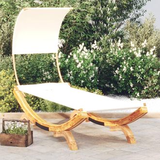 vidaXL Vidaxl - Tumbona Con Dosel Madera Maciza Curvada Crema 100x200x126 Cm
