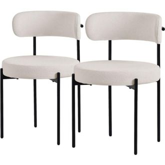 ML Design ML-Design Set di 2 Sedie per Sala da Pranzo Sedia da Cucina in Tessuto Teddy Bianco Poltroncina da Soggiorno con Schienale Poltrona Imbottita con