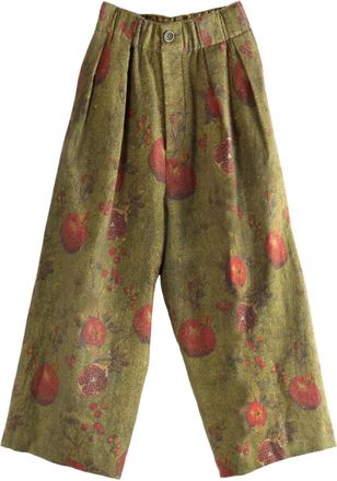 Uma Wang pleated fruit-print palazzo pants - Verde