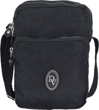 dv 9A Small Three Section Womens Zipper Phone Crossbody Nylon Water Resistant Ladies Travel Bag (Black)