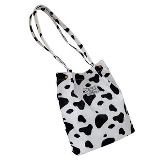 Generic Womens Korean Style Cow Print Shoulder Bag Retro Canvas Crossbody Purse for Students and Daily Use (D, One Size)